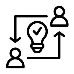 An icon of a speech bubble and a calendar, representing weekly coaching sessions and live calls.
